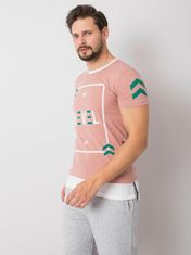 MECHANICH Špinavé růžové pánské tričko s potiskem, velikost s