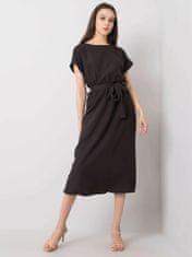 RUE PARIS Černé midi šaty s páskem, velikost m