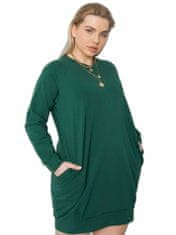 BASIC FEEL GOOD Tmavě zelené šaty plus velikost dlouhý rukáv, velikost xl