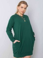 BASIC FEEL GOOD Tmavě zelené šaty plus velikost dlouhý rukáv, velikost xl