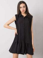RUE PARIS Černé dámské šaty s volánkem, velikost l