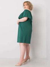 BASIC FEEL GOOD Tmavě zelené plus velikost šaty se španělským výstřihem