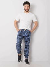 MECHANICH Modré pánské kalhoty ve stylu military, velikost l