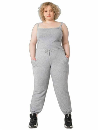 BASIC FEEL GOOD Šedá melanž bavlna plus velikost tepláky, velikost 2xl