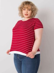 BASIC FEEL GOOD Vínová dámská pruhovaná halenka velikosti plus, velikost 3xl