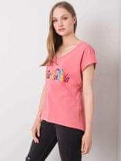 FANCY Růžové tričko s barevným potiskem