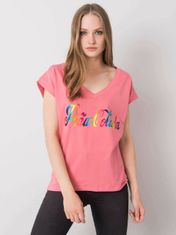 FANCY Růžové tričko s barevným potiskem