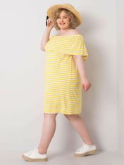 BASIC FEEL GOOD Žluté bílé šaty plus velikost, velikost 4xl