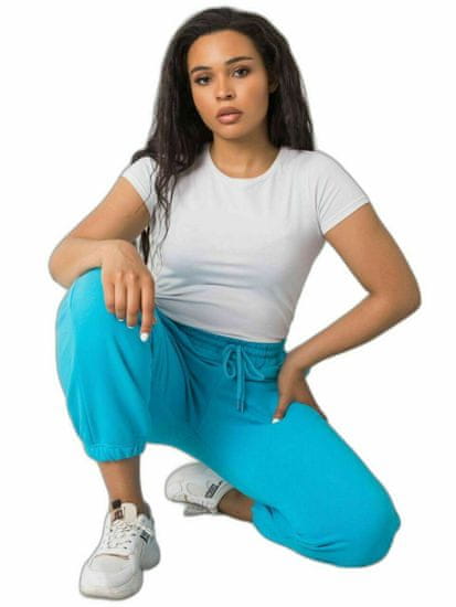 BASIC FEEL GOOD Modré bavlněné sportovní kalhoty plus velikost, velikost 2xl
