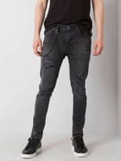 Kraftika Tmavě šedé pánské džíny s odřeninami, velikost m