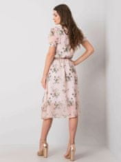Kraftika Světle růžové květinové šaty s páskem, velikost 40