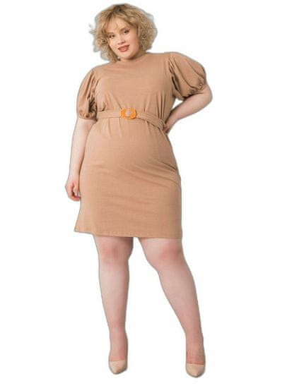 BASIC FEEL GOOD Šaty camel plus size s dekorativními rukávy, velikost 4xl