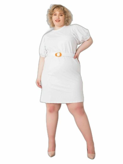 BASIC FEEL GOOD Bílé šaty plus velikost s dekorativními rukávy, velikost 2xl