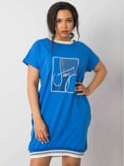 RELEVANCE Modré plus velikost šaty s nášivkami, velikost l / xl