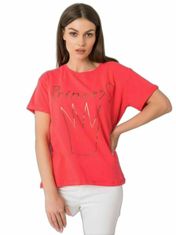 FANCY Korálové dámské bavlněné tričko s potiskem