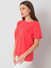 FANCY Korálové dámské bavlněné tričko s potiskem