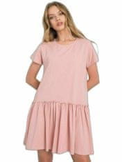 FANCY Pudrově růžové bavlněné šaty s volánky