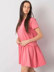 FANCY Růžové bavlněné šaty s volánky
