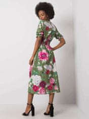 Kraftika Zelené midi šaty s květinovým potiskem, velikost 40