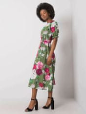 Kraftika Zelené midi šaty s květinovým potiskem, velikost 40
