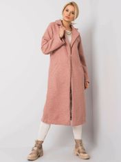 RUE PARIS Špinavě růžový kabát bouclé, velikost l
