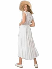 Och Bella Bílé dámské šaty s volánky, velikost s