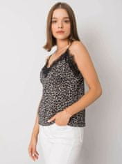 RUE PARIS Černá a šedá leopardí top, velikost s