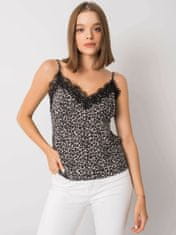 RUE PARIS Černá a šedá leopardí top, velikost s