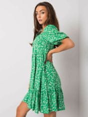 RUE PARIS Zelené mini šaty s volánky, velikost xl