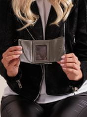 CEDAR Malá kožená peněženka se stříbrnými pruhy, černá