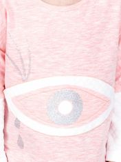 Kraftika Bavlněná růžová dětská mikina s prošívaným potiskem a okem,