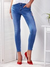 Kraftika Úzké džínové kalhoty s výšivkou modré, velikost 36