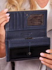 CEDAR Kožená lakovaná peněženka modrá