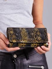 CEDAR Lakovaná kožená peněženka s květinami zlotý