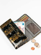 CEDAR Lakovaná kožená peněženka s květinami zlotý