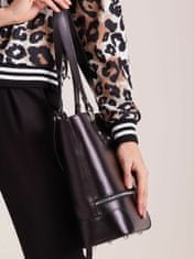 CEDAR Kožená taška s dekorativními zipy černá