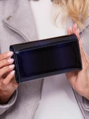 CEDAR Lakovaná tmavě modrá podlouhlá peněženka z pravé kůže