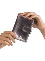 CEDAR Stříbrná kovová kožená peněženka