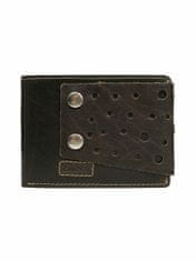 CEDAR Tmavě hnědá kožená pánská peněženka s dekorativní sponou