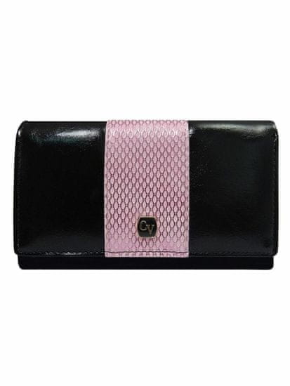 CEDAR Dámská peněženka černá s ozdobným růžovým modulem