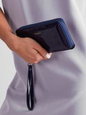 CEDAR Kožená lakovaná peněženka s rukojetí tmavě modrá