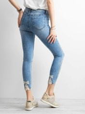 Kraftika Skinny džíny s nášivkou na kalhotách modré, velikost 34
