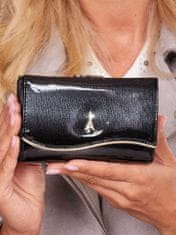 CEDAR Kožená lakovaná peněženka žena černá s biglem