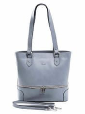 CEDAR Kožená taška s dekorativními zipy světle šedá