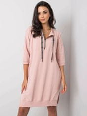 RELEVANCE Špinavé růžové bavlněné šaty na zip, velikost l / xl