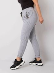 RELEVANCE Šedé melanžové bavlněné kalhoty plus velikost