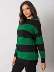 Kraftika Zelený a černý pruhovaný ženský svetr, velikost m