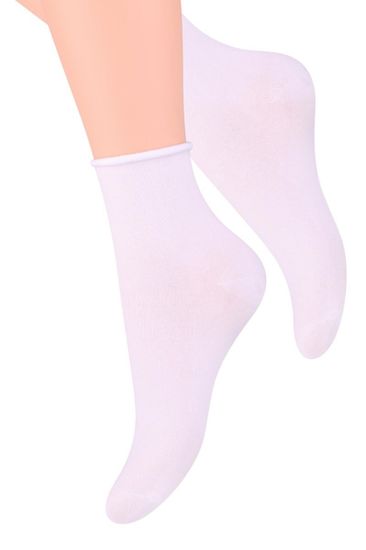 STEVEN 115 bílé dámské ponožky-nekompresní lem Barva: bílá, Velikost: 35-37