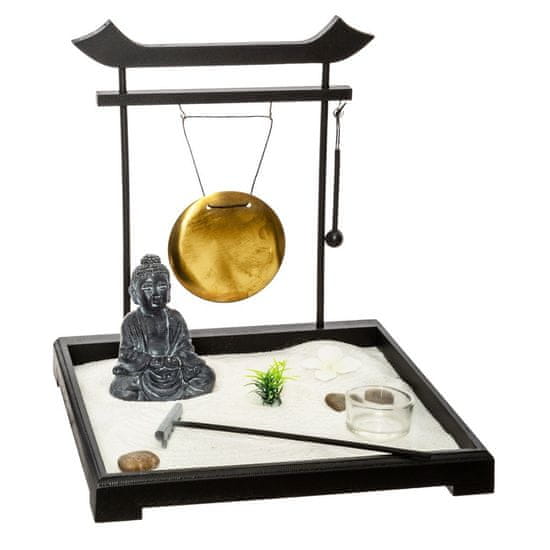 Atmosphera Relaxační set s postavou Buddhy ZEN GARDEN, 26 x 26 x 26 cm, černá