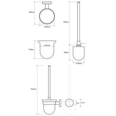 SAPHO X-ROUND WHITE WC štětka závěsná, mléčné sklo, bílá mat XR303W - Sapho